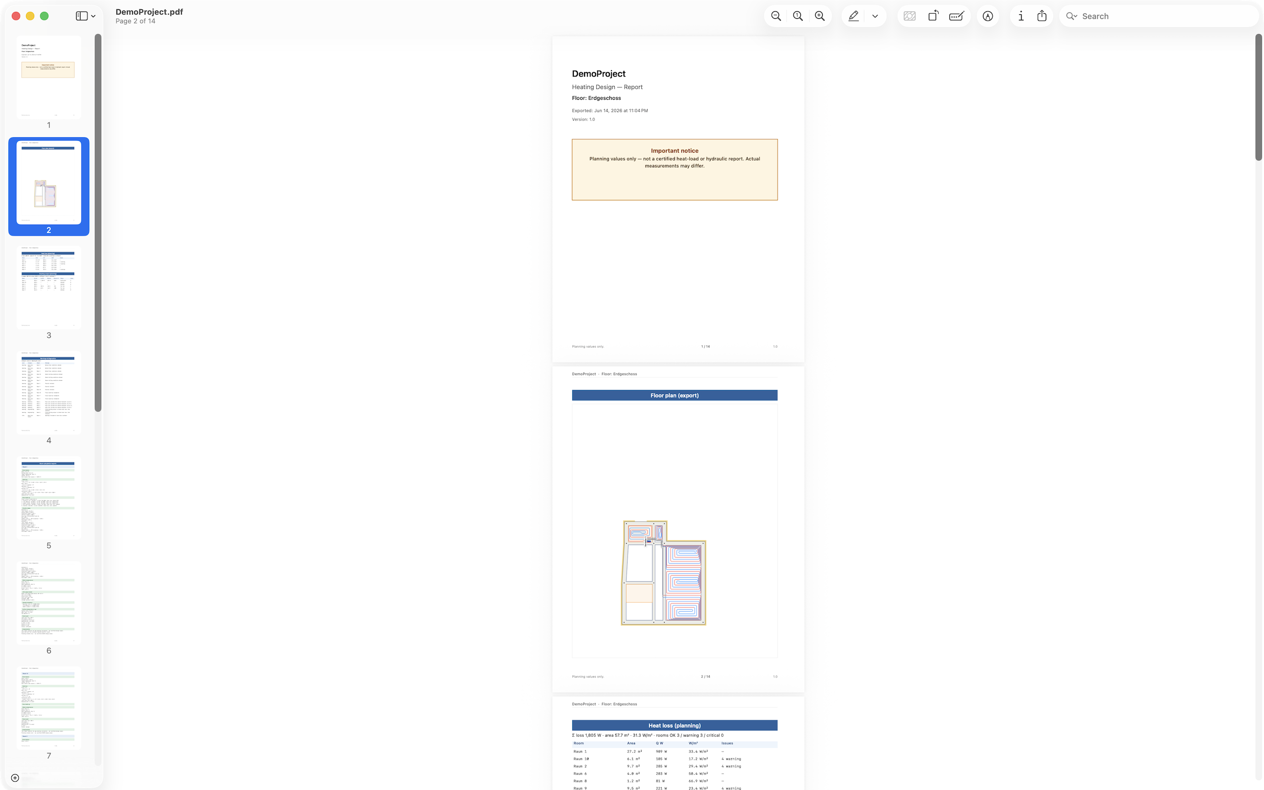 PDF report export
